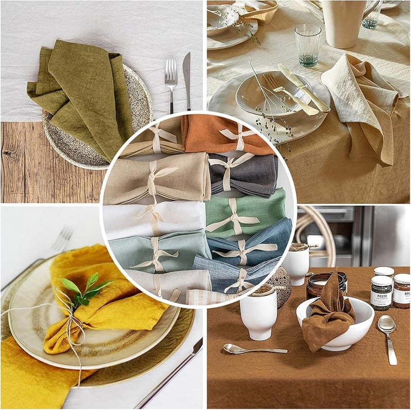 Moss Green Linen Handmade Napkins for Dining Table Decoration Dinner and Wedding - Image 2